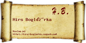 Hirs Boglárka névjegykártya